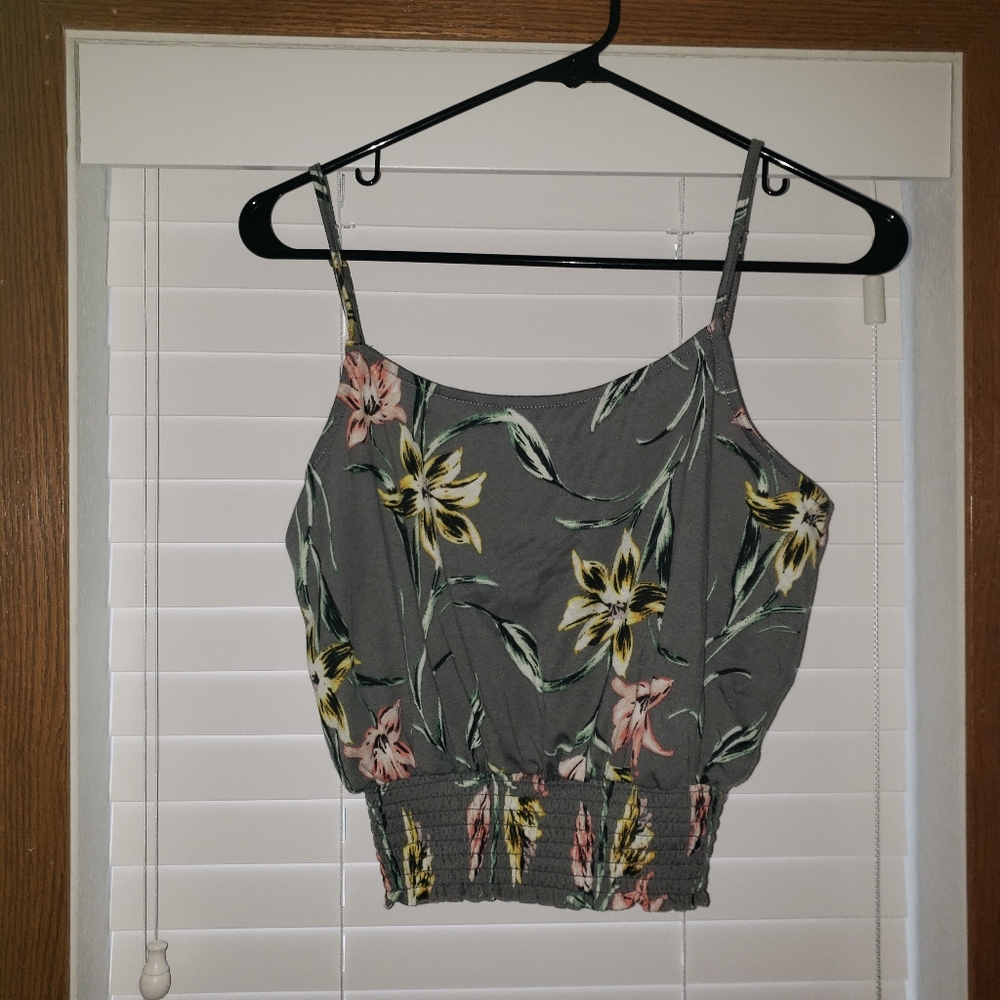 Grey, floral tank top